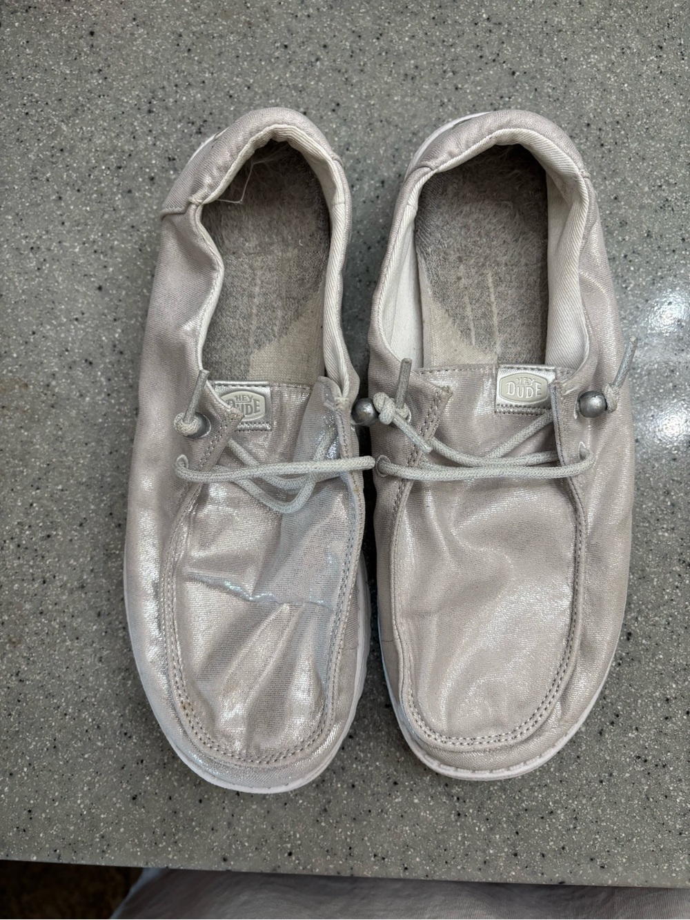 Hey Dude Silver Metallic Slip-On Loafers